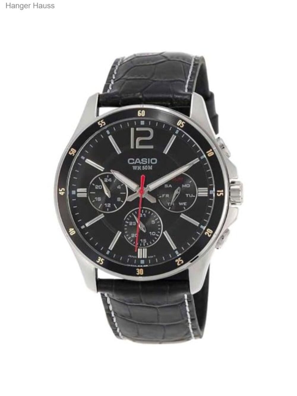 Mens Quartz Watch Chronograph Leather Strap 50m Water Resistant Analog